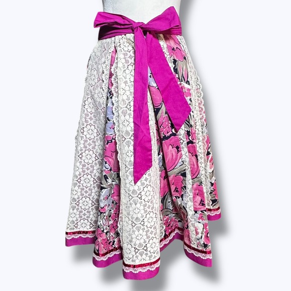 VTG 70s Carefree Fashions Floral Lace Panel Skirt Dress Cottage Prairie Hippie - Picture 2 of 12